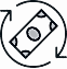 Money symbol with circular arrows representing currency exchange.